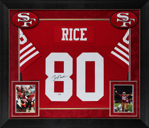 49ers Jerry Rice Authentic Signed Red Mitchell & Ness Framed Jersey Fanatics