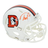 Troy Franklin Autographed Denver Broncos White 2023 Mini Helmet Beckett