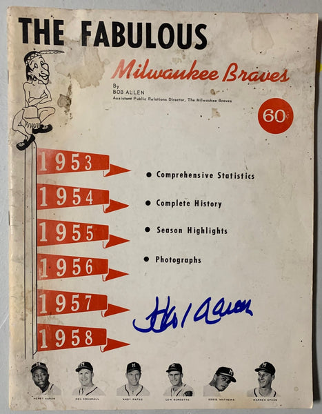 Henry HANK AARON Signed 1959 Fabulous Milwaukee Braves Year Program Magazine JSA