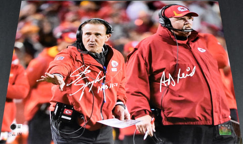 ANDY REID & STEVE SPAGNUOLO SIGNED KANSAS CITY CHIEFS 16x20 PHOTO BECKETT