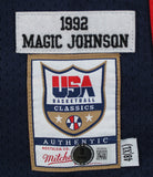 Team USA Magic Johnson Signed Navy M&N 1992 Swingman Jersey BAS Witnessed