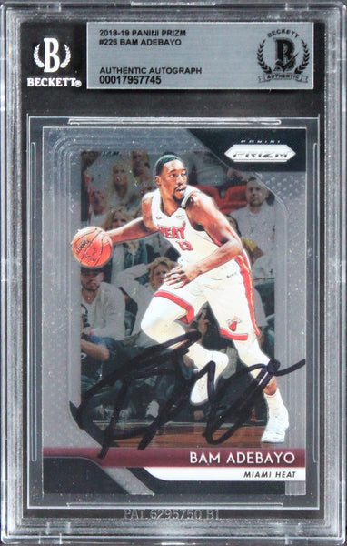 Heat Bam Adebayo Authentic Signed 2018 Panini Prizm #226 Card BAS Slabbed 2