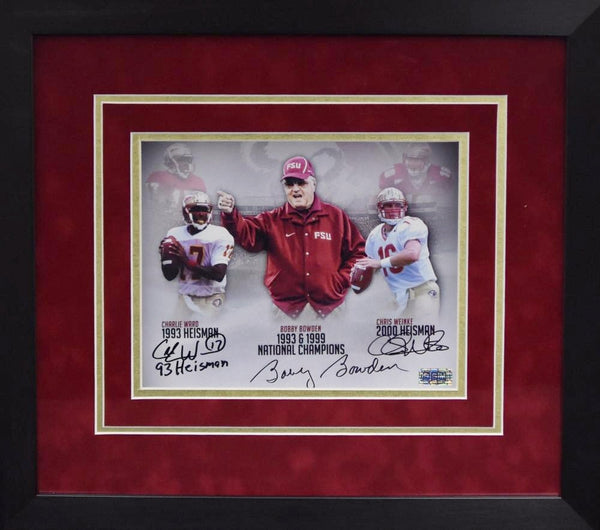 CHARLIE WARD CHRIS WEINKE BOBBY BOWDEN SIGNED FLORIDA STATE 8x10 FRAMED PHOTO