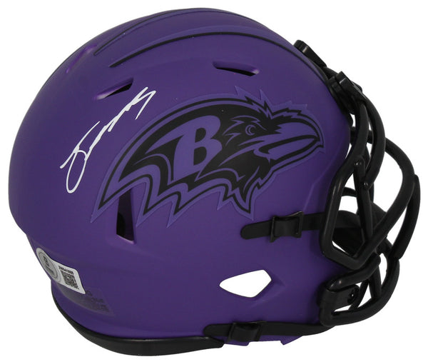 Zay Flowers Autographed Baltimore Ravens 'RAVE' Mini Speed Helmet Beckett