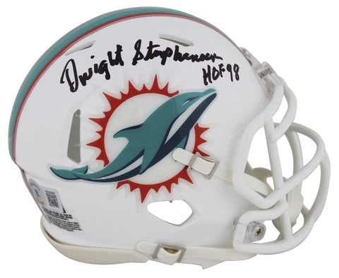Dolphins Dwight Stephenson "HOF 98" Signed Speed Mini Helmet BAS Witnessed