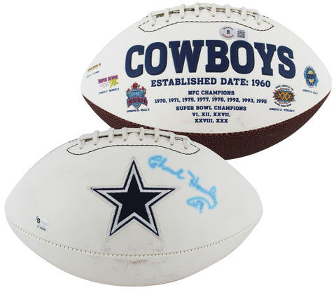 Cowboys Chuck Howley Authentic Signed White Panel Logo Football BAS #BJ07003