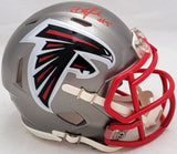 DRAKE LONDON AUTOGRAPHED FALCONS FLASH GRAY SPEED MINI HELMET BECKETT QR 206127