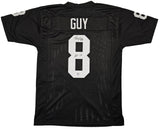 OAKLAND RAIDERS RAY GUY AUTOGRAPHED BLACK JERSEY "HOF '14" BECKETT BAS QR 212446