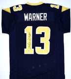 Kurt Warner Autographed Blue Gold Pro Style Jersey w/ SB MVP -Beckett W Hologram