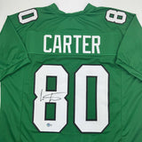 Autographed/Signed Cris Carter Philadelphia Kelly Green Jersey BAS COA