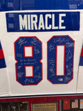 Miracle On Ice 1980 Olympic USA Hockey Team Autographed Jersey Framed To 32x40