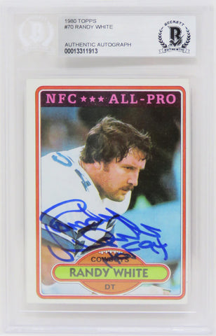 Randy White Autographed Cowboys 1980 Topps Card #70 w/HOF'94 - (Beckett)