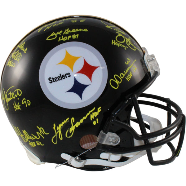 Pittsburgh Steelers Autographed HOF Pro Helmet Franco Bradshaw +12 Beckett 54612