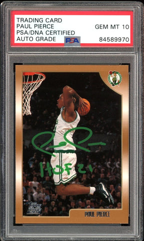 1998 Topps #135 Paul Pierce RC Rookie HOF 21 PSA/DNA Auto GEM MINT 10 Fanatics