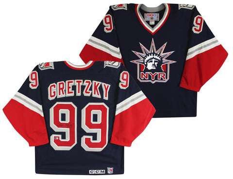 Rangers Wayne Gretzky Authentic Signed Navy CCM Jersey Autographed BAS #AE13942