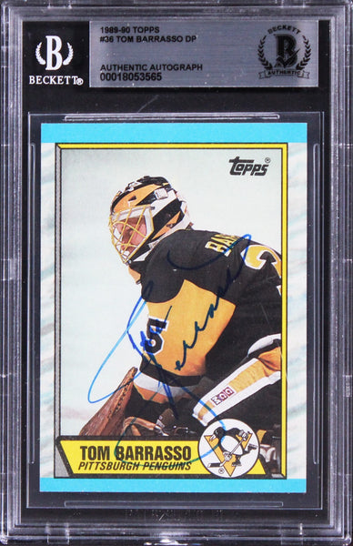 Penguins Tom Barrasso Authentic Signed 1989 Topps #36 Card BAS Slabbed