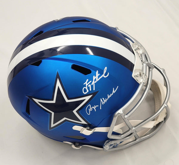 Roger Staubach Troy Aikman Signed Dallas Cowboys Blaze Speed Replica Helmet BAS