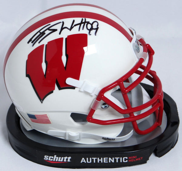 badgers football helmets JJ Watt Autographed Badgers White Schutt Mini Helmet- JSA W Auth – Super Sports Center