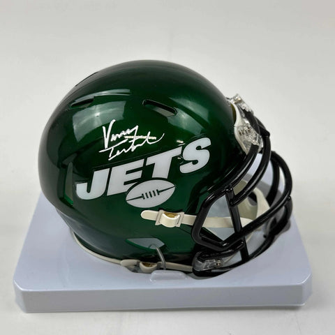 Autographed/Signed Vinny Testaverde New York Jets Mini Helmet Beckett BAS COA