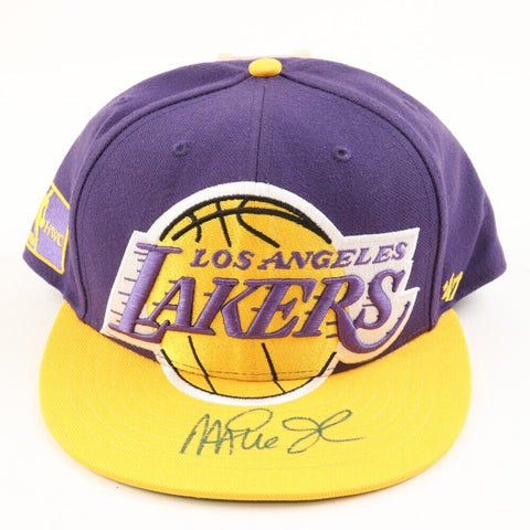 Magic Johnson Signed Los Angeles Laker Logo Mitchell & Ness Snapback Hat PSA COA
