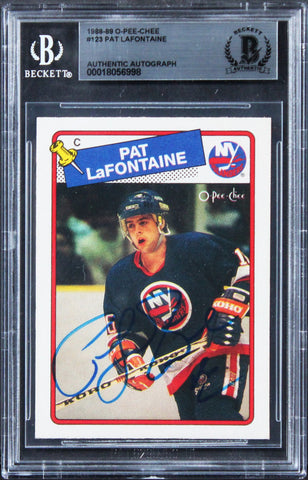 Islanders Pat LaFontaine Authentic Signed 1988 O-Pee-Chee #123 Card BAS Slabbed