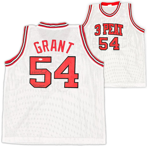 CHICAGO BULLS HORACE GRANT AUTOGRAPHED WHITE JERSEY "4X CHAMPS" JSA 215705