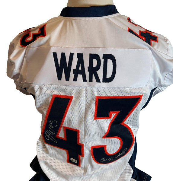 T.J. Ward Autographed Broncos White Jersey Inscribed "SB 50 Champs - BAS COA