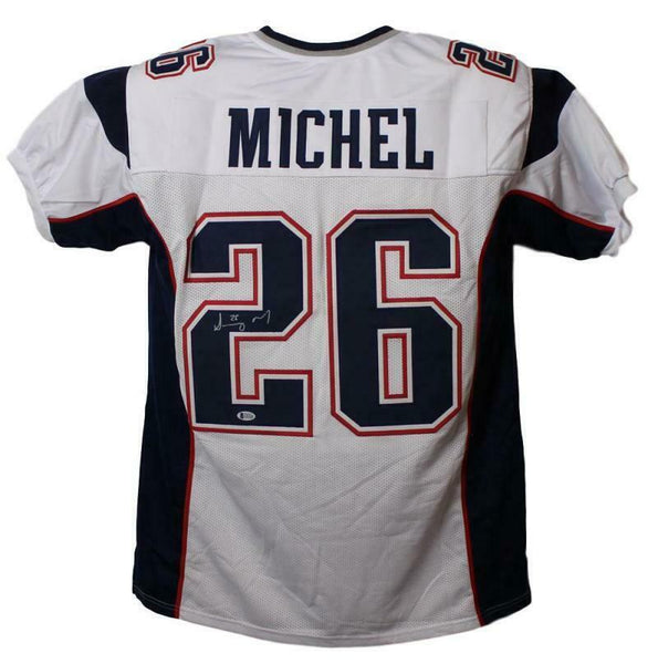 Sony Michel Autographed/Signed Pro Style White XL Jersey BAS 22631