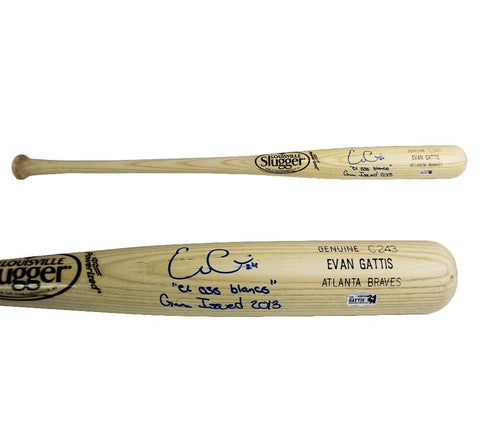 Evan Gattis Signed Atlanta Braves Game Issued Louisville Slugger Bat w- Insc