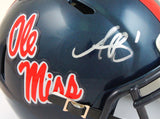 AJ Brown Autographed Ole Miss Speed Navy Mini Helmet- Beckett W Hologram