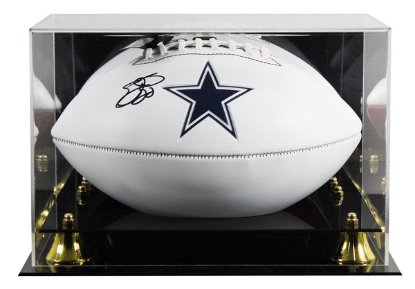 Cowboys Emmitt Smith Signed Franklin White Panel Logo Football W/ Case BAS Wit