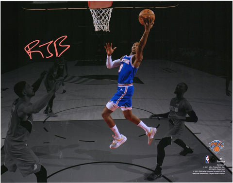 RJ Barrett New York Knicks Signed 11x14 Spotlight Layup Photo