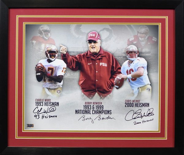 CHARLIE WARD CHRIS WEINKE BOBBY BOWDEN SIGNED FLORIDA STATE 16x20 FRAMED PHOTO