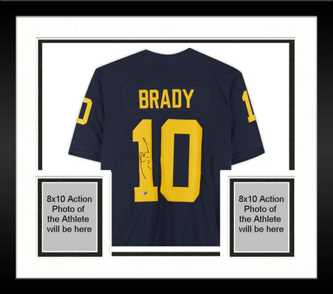 Framed Tom Brady Michigan Wolverines Signed Navy Nike Limited Jersey
