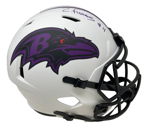 Zay Flowers Signed Baltimore Ravens FS Lunar Eclipse Speed Replica Helmet BAS