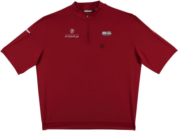 John Daly Authentic Signed Match Worn Red Quarter Zip Golf Shirt BAS #BH00332