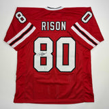 Autographed/Signed Andre Rison Atlanta Red Football Jersey Beckett BAS COA