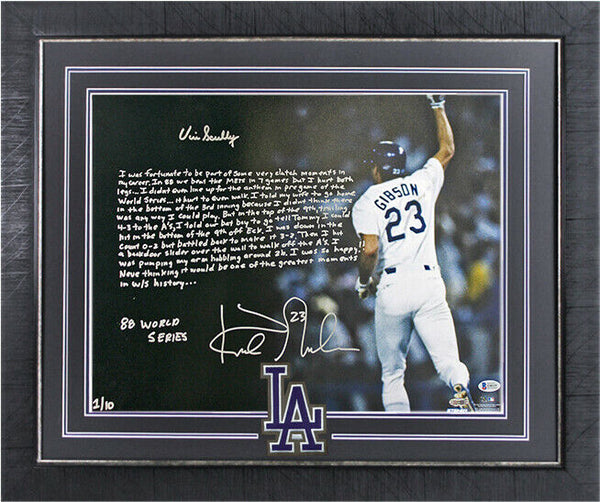 Dodgers Vin Scully Kirk Gibson Signed Framed 16X20 LE of 10