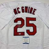 Autographed/Signed Mark McGwire St. Louis White Baseball Jersey JSA COA