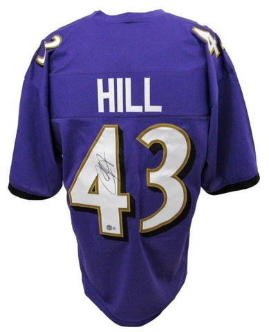 Justice Hill Signed Purple Custom Football Jersey Ravens Beckett 186203