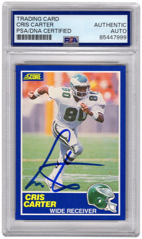 Cris Carter Signed Eagles 1989 Score Football Rookie Card #72 - (PSA Slabbed)
