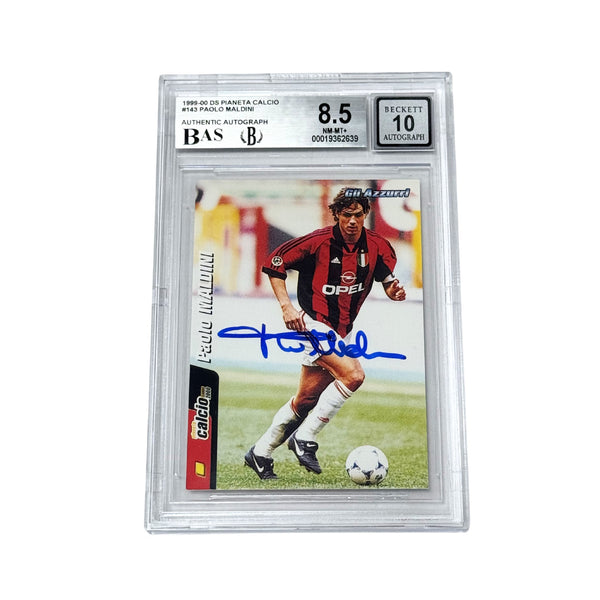 Paolo Maldini Signed 1999-00 DS Pianeta Calcio #143 - BGS 8.5 Autograph 10