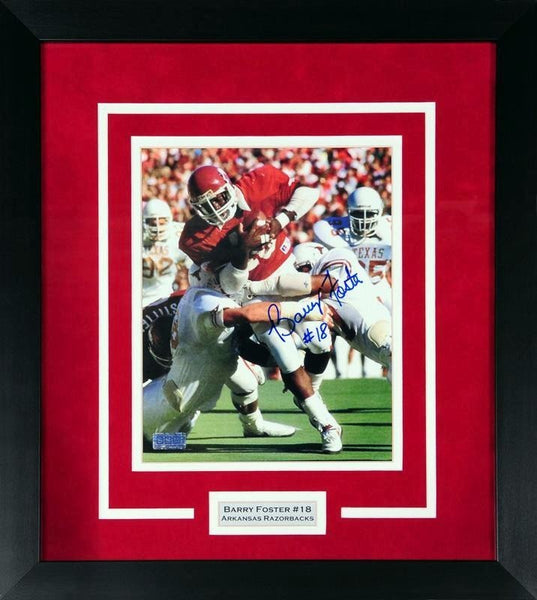 BARRY FOSTER SIGNED ARKANSAS RAZORBACKS 8x10 FRAMED PHOTO COA
