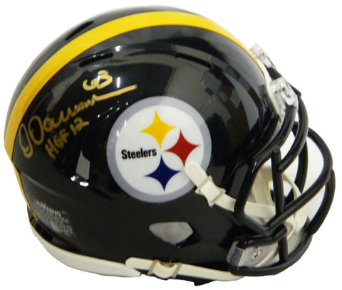 DERMONTTI DAWSON Signed Steelers Riddell Speed Mini Helmet w/HOF'12 - SCHWARTZ