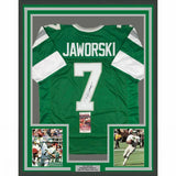 FRAMED Autographed/Signed RON JAWORSKI 33x42 Philadelphia Green Jersey JSA COA