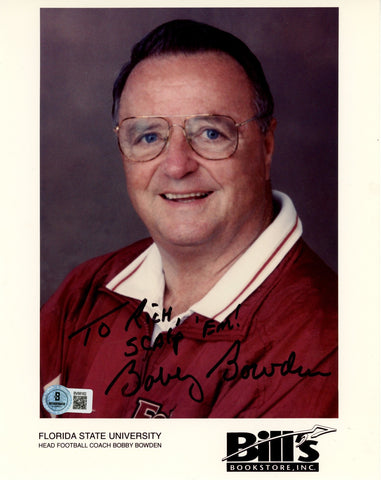 Bobby Bowden Autographed/Signed Florida State Seminoles 8x10 Photo Beckett 57607