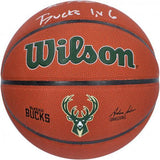 Khris Middleton Milwaukee Bucks Signed Wilson Team Logo Basketball
