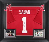Alabama Nick Saban Authentic Signed Maroon Pro Style Framed Jersey BAS #BT67623