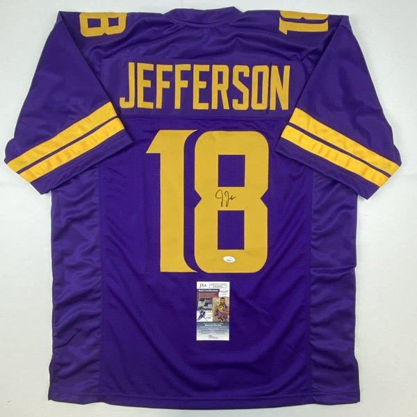 Autographed/Signed JUSTIN JEFFERSON Minnesota Color Rush Football Jersey JSA COA