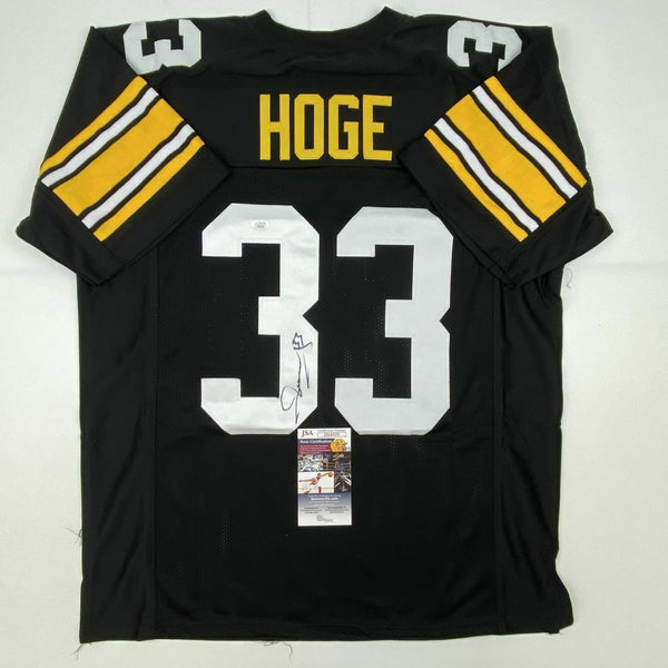 Autographed/Signed MERRIL HOGE Pittsburgh Black Football Jersey JSA COA Auto